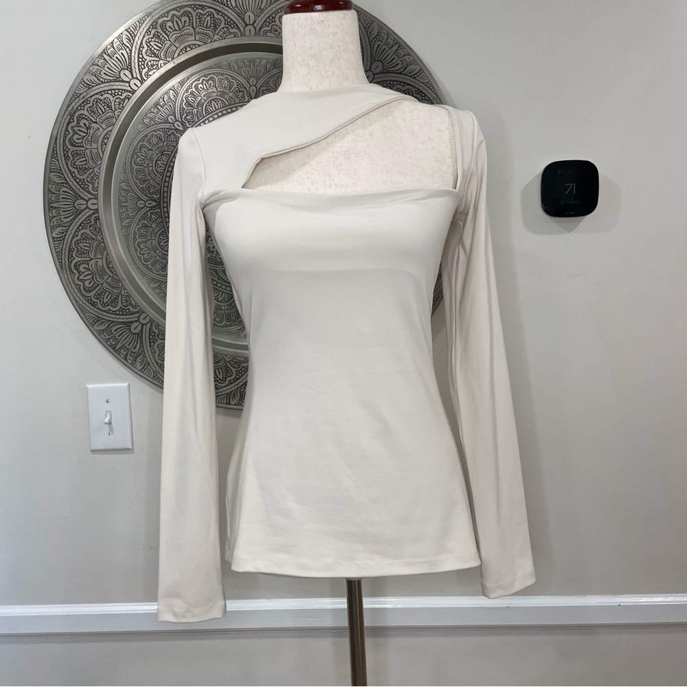 Susana Monaco Cream Long Sleeve Top